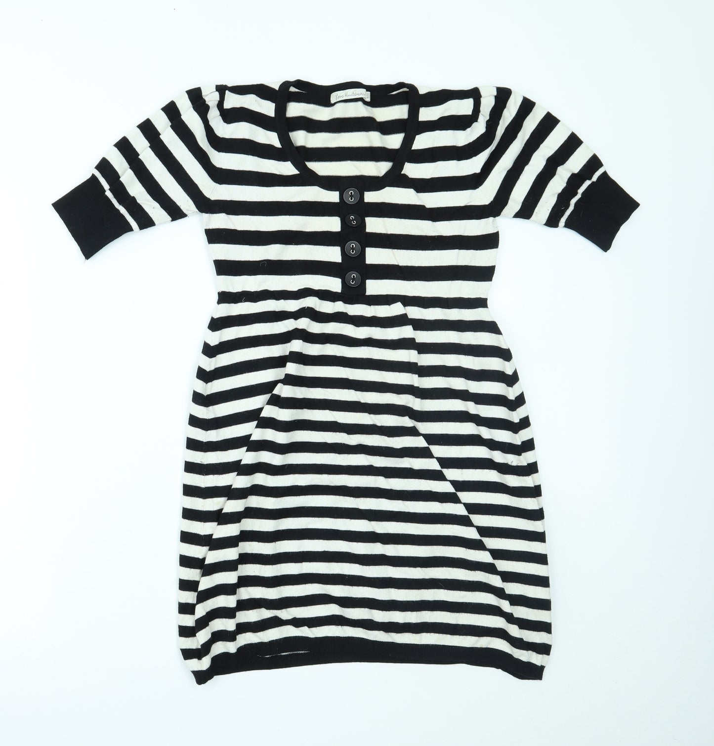 love knitwear Womens Black Striped  Fit & Flare  Size 12
