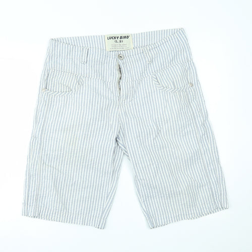 lucky bird Mens Blue Striped  Chino Shorts Size 38