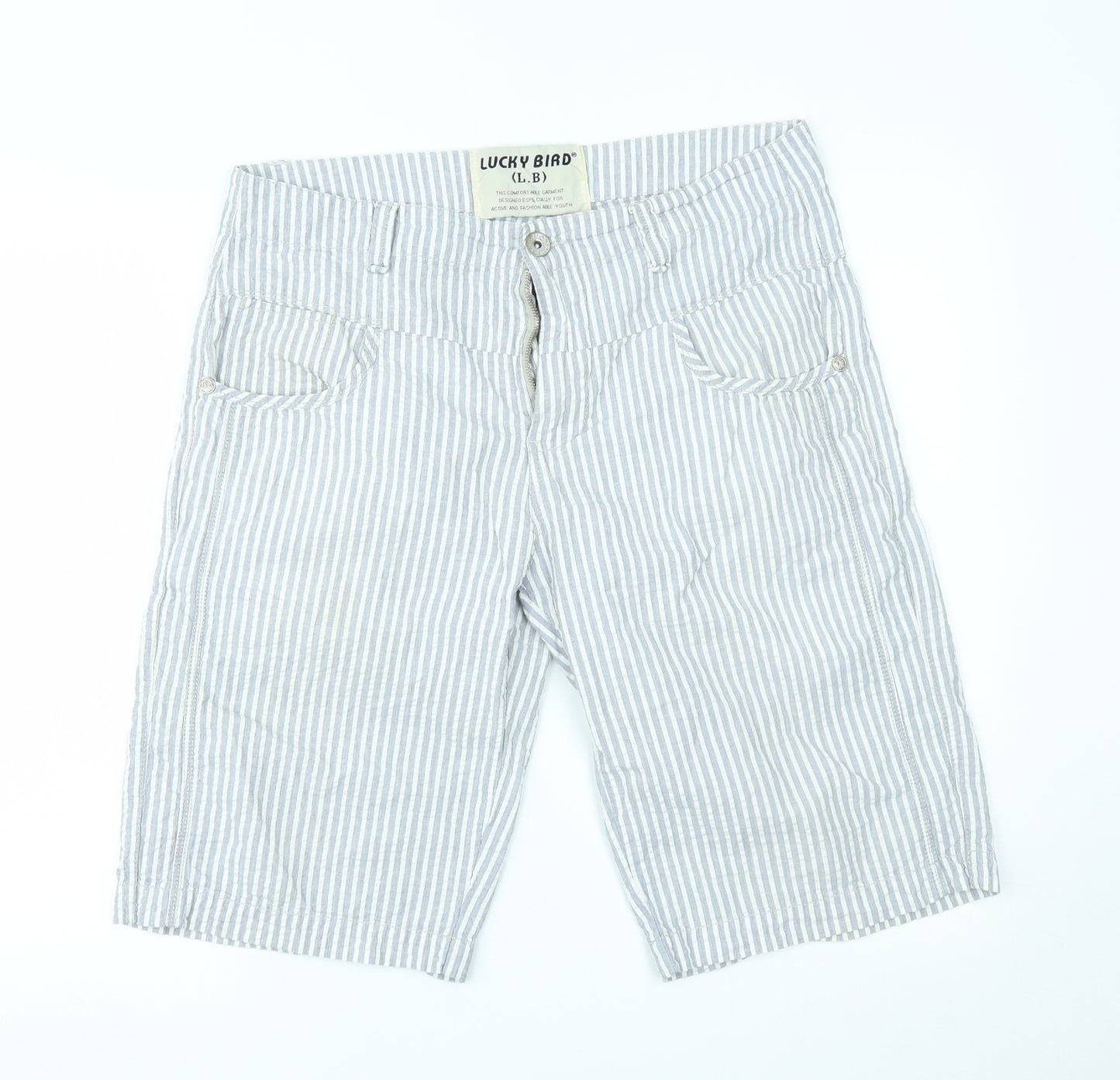 lucky bird Mens Blue Striped  Chino Shorts Size 38