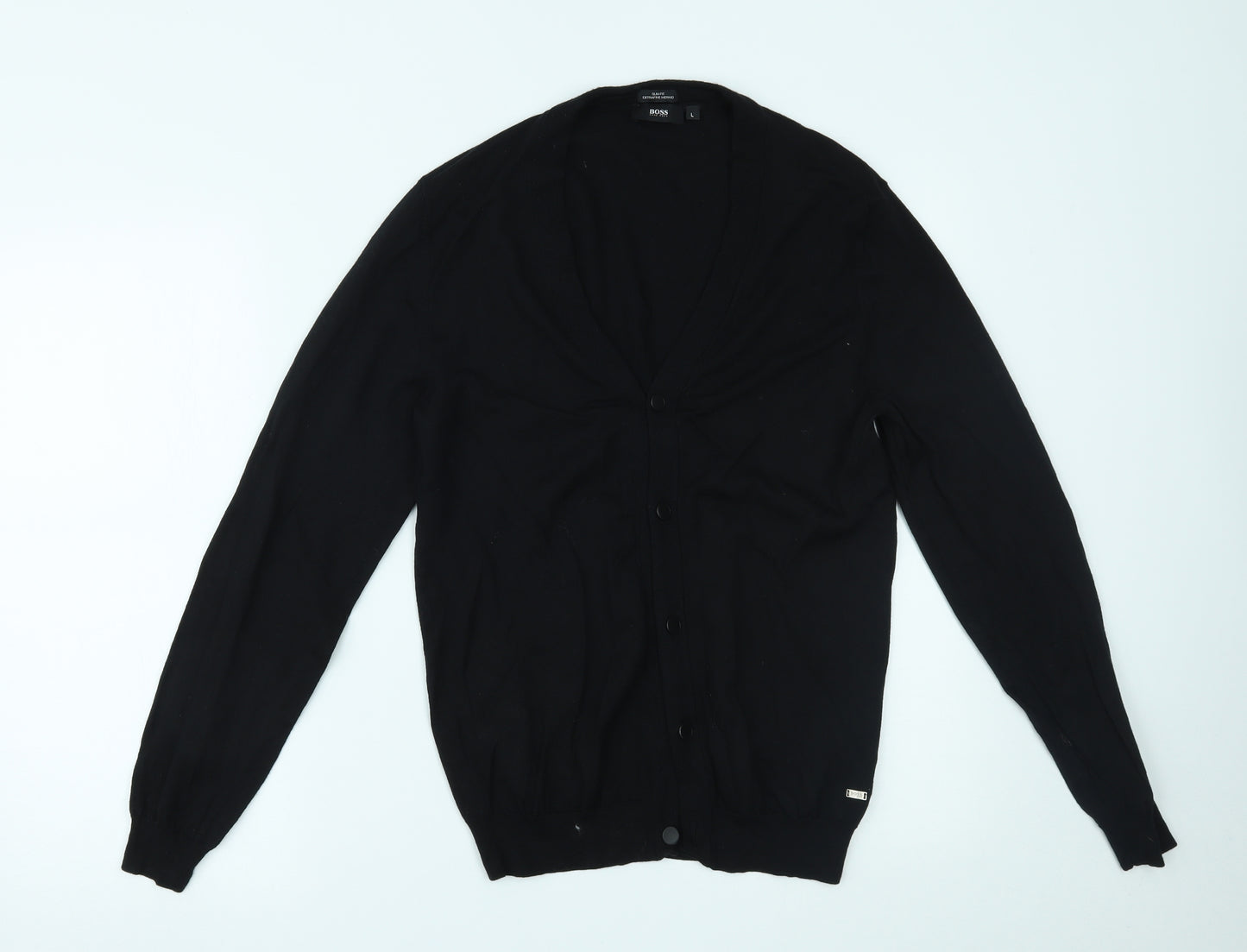 HUGO BOSS Mens Black   Cardigan Jumper Size L
