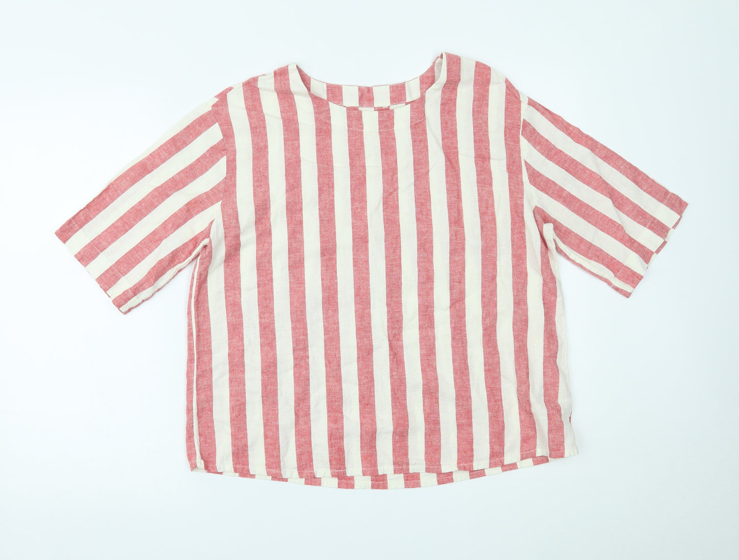 TU Womens Red Striped  Basic T-Shirt Size 14