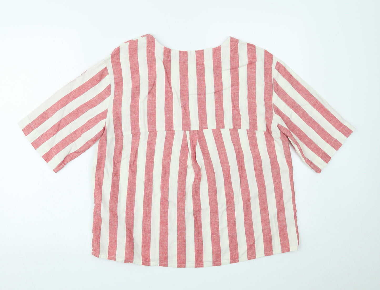 TU Womens Red Striped  Basic T-Shirt Size 14