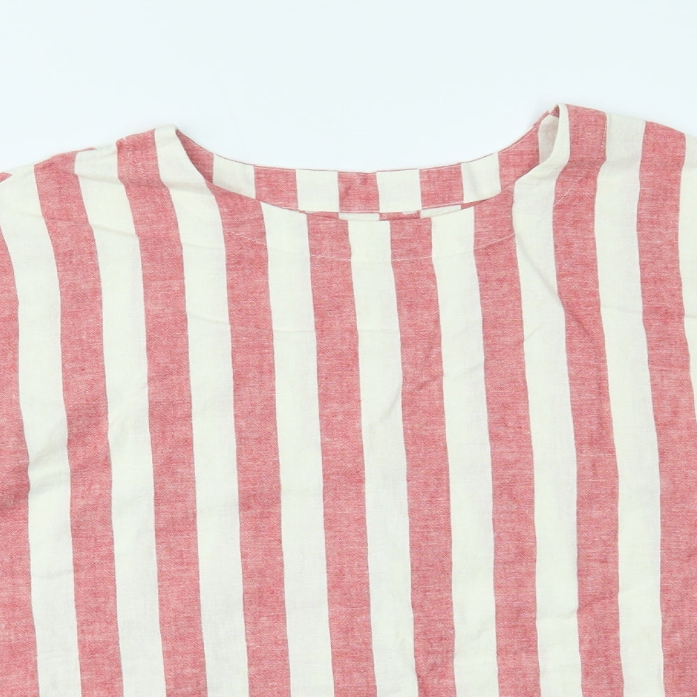TU Womens Red Striped  Basic T-Shirt Size 14