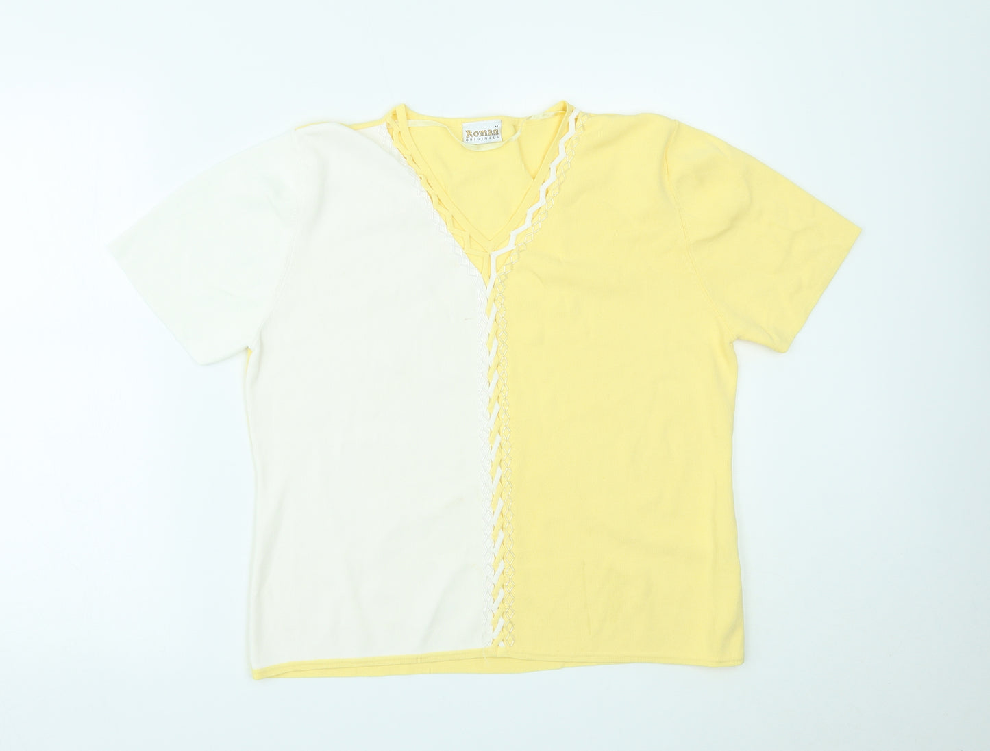 Roman Womens Yellow   Basic T-Shirt Size M