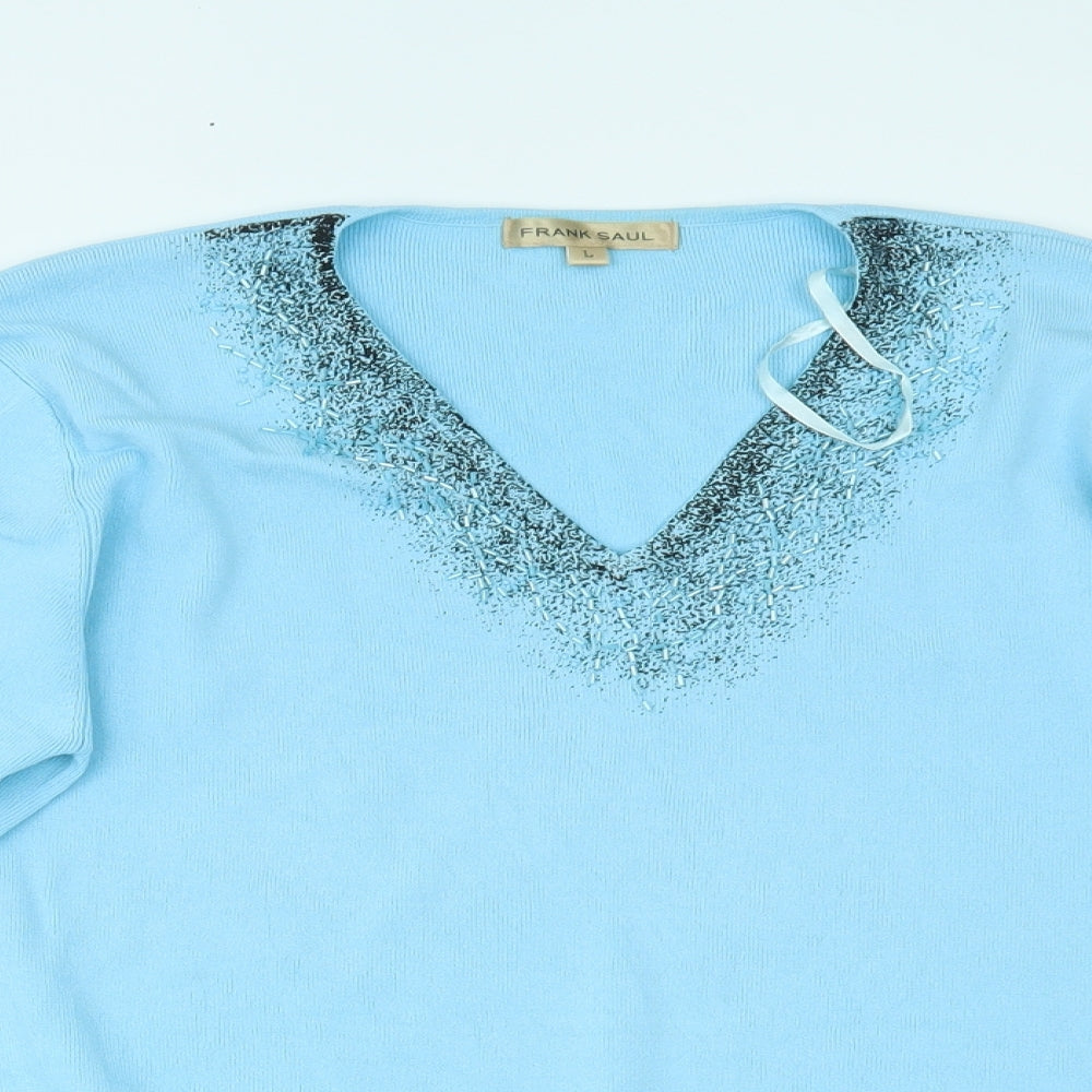 Frank Saul Womens Blue   Basic Blouse Size L