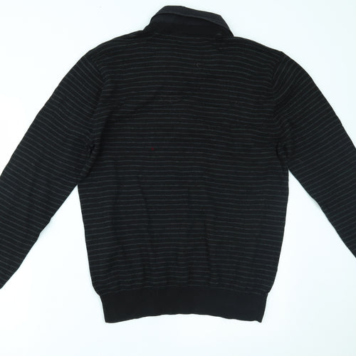 BHS Mens Black Striped  Pullover Jumper Size M