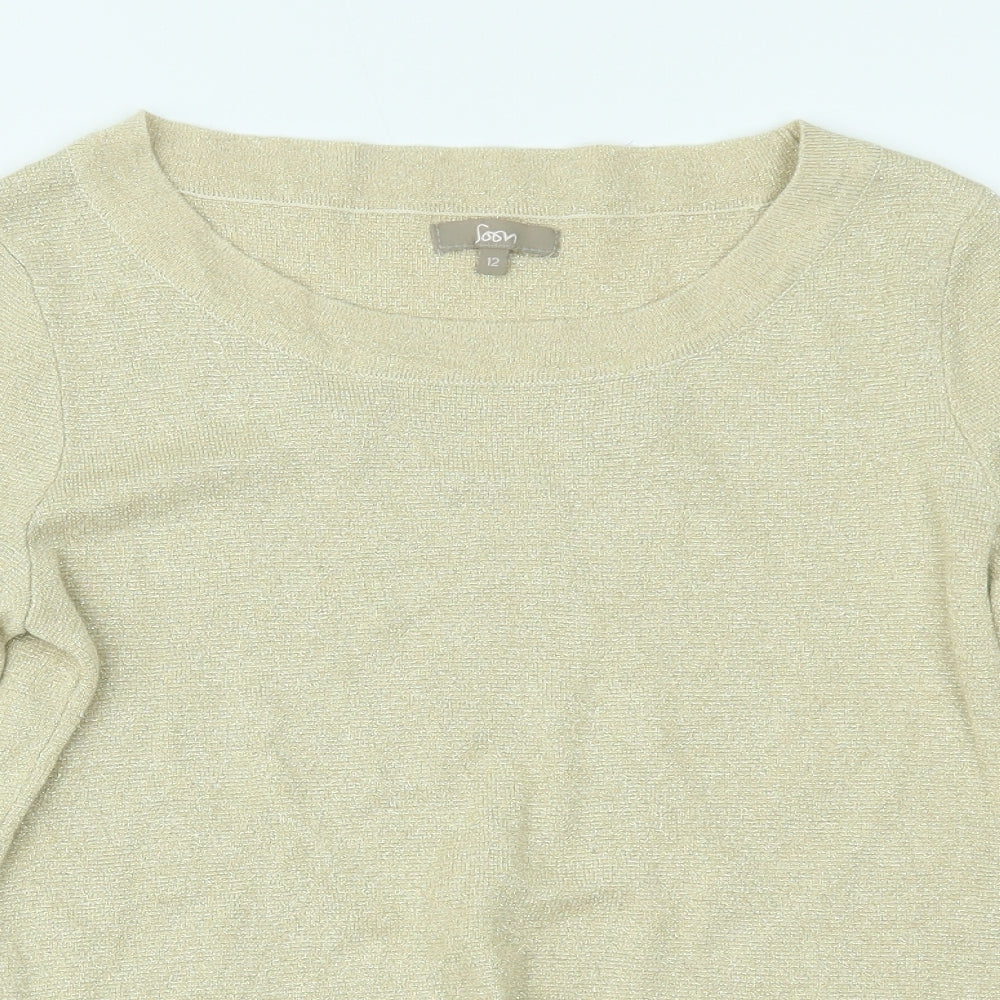 Soon Womens Beige   Basic Blouse Size 12