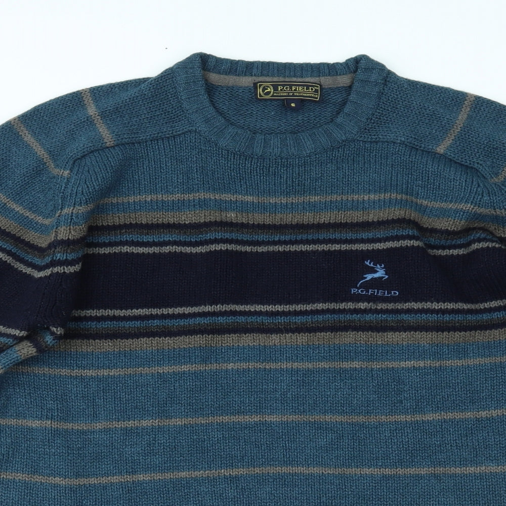 P.G Field  Mens Blue Striped  Pullover Jumper Size S