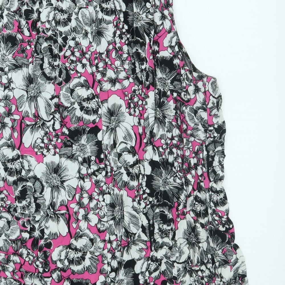 F&F Womens Pink Floral  Basic Tank Size 14