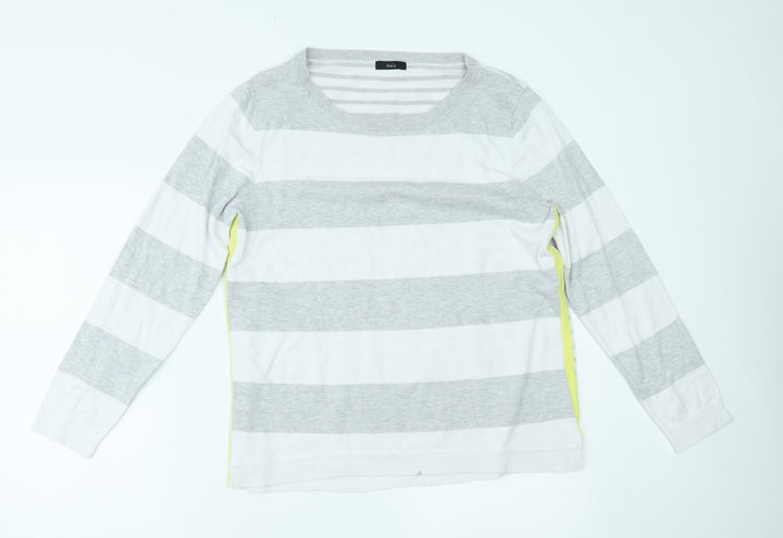 M&Co Womens Grey Striped  Basic Blouse Size 16