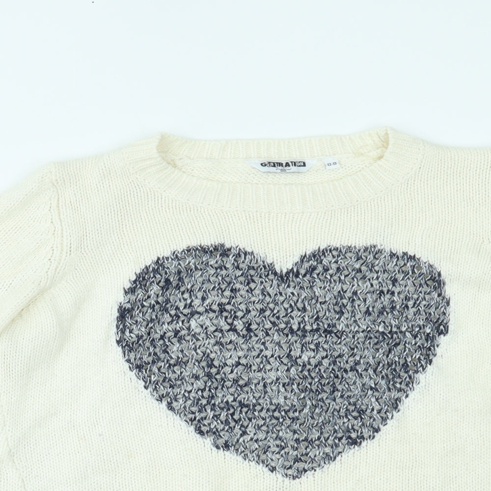New Look Girls White   Pullover Jumper Size 12-13 Years