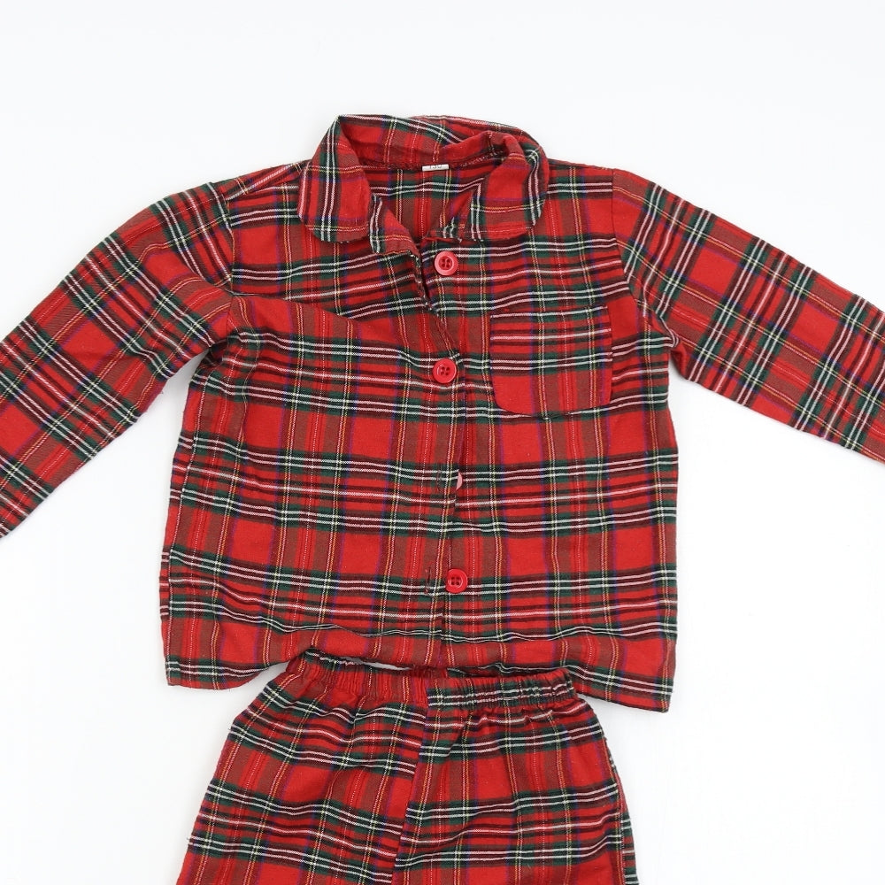 Preworn Boys Red Check Flannel  Pyjama Set Size 9 Years