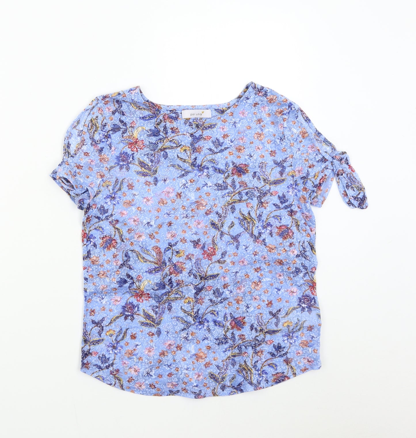 M&S Womens Blue Floral  Basic Blouse Size 10
