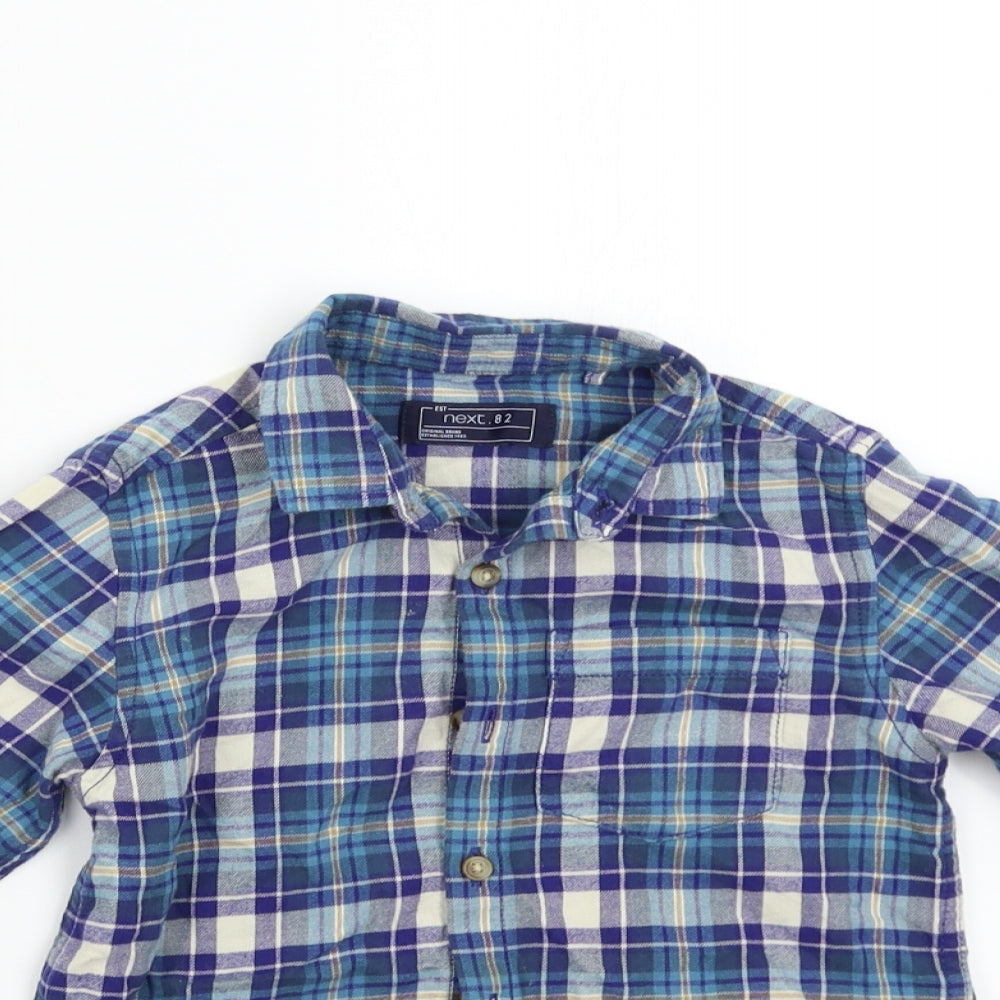 NEXT Boys Blue Check Flannel Basic Button-Up Size 3-4 Years