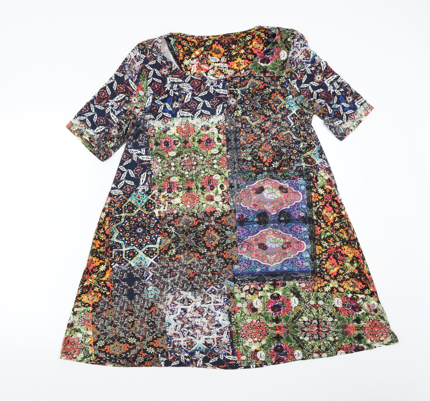 TU Womens Multicoloured Geometric  Slip Dress  Size 14