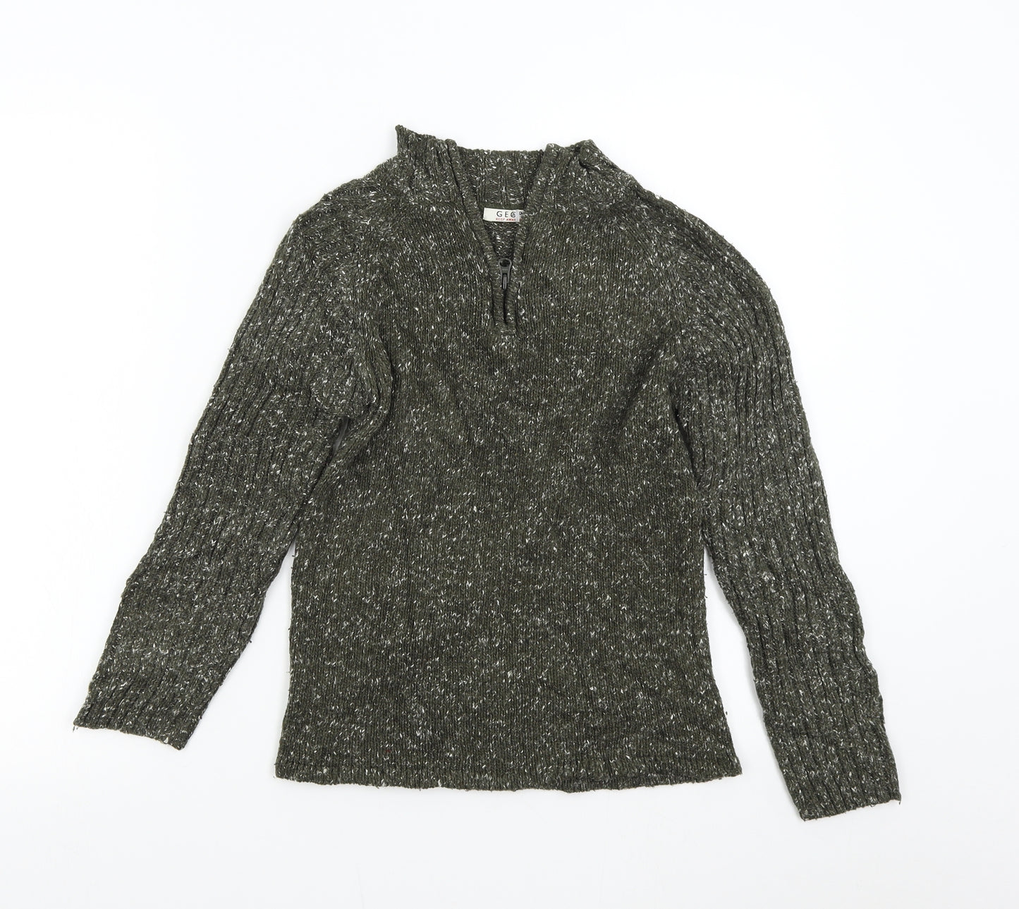 George Girls Green  Knit Henley Jumper Size 8-9 Years