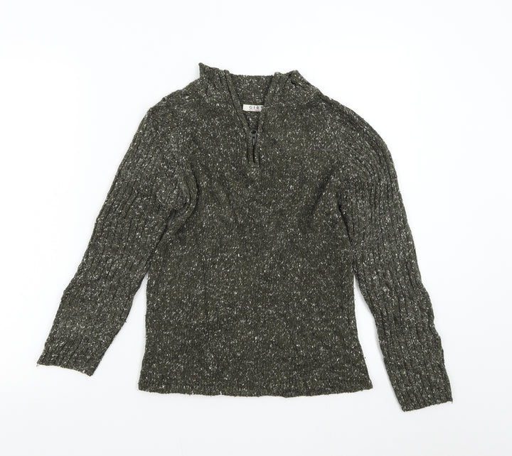 George Girls Green  Knit Henley Jumper Size 8-9 Years