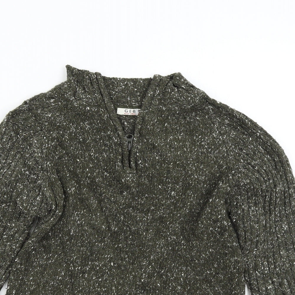 George Girls Green  Knit Henley Jumper Size 8-9 Years
