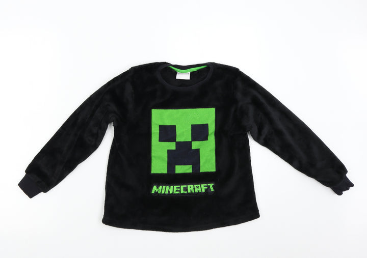 Matalan Boys Black Solid Fleece Pyjama Top Size 10 Years - Minecraft