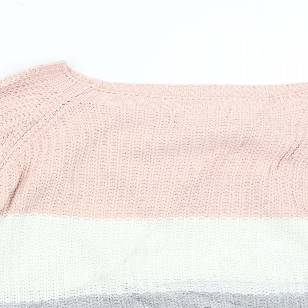 Cameo Rose Womens Multicoloured Striped Knit Pullover Jumper Size M