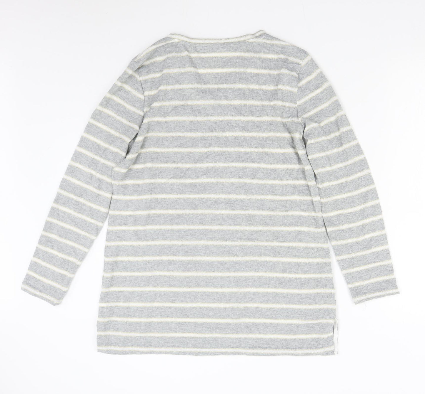 Preworn Womens Grey Striped Knit Pullover Jumper Size 14