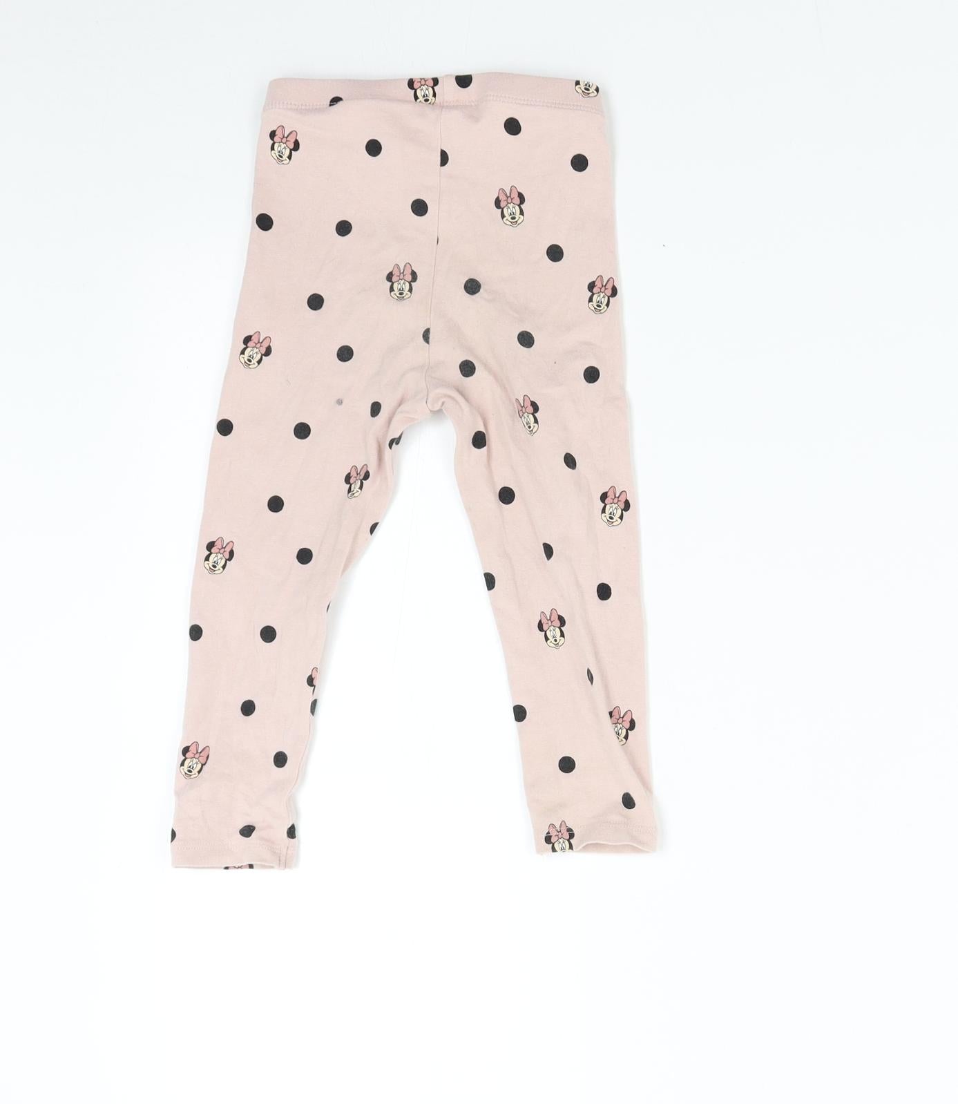 H&M Baby Pink Polka Dot  Sweatpants Leggings Size 12-18 Months  - Disney Minnie Mouse