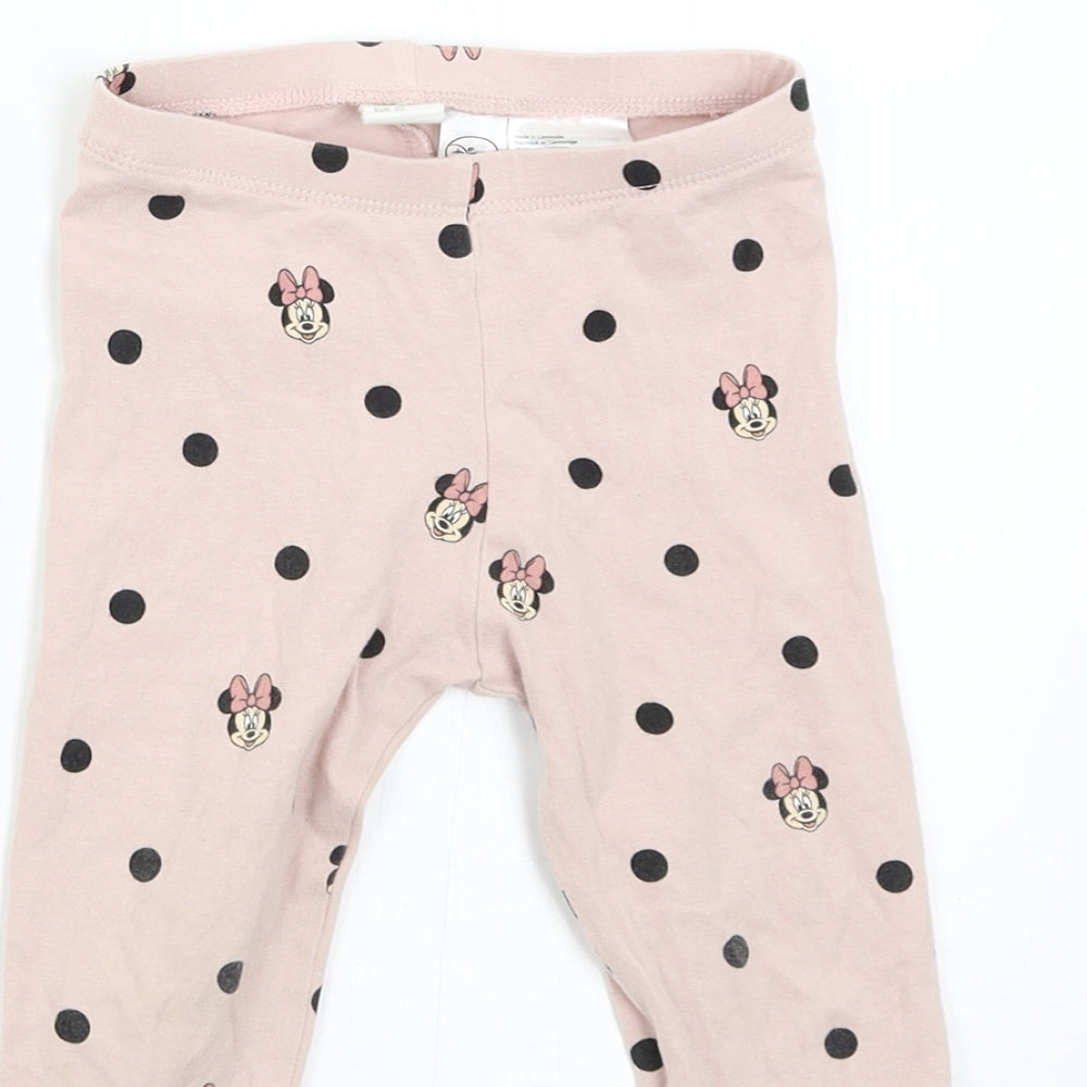 H&M Baby Pink Polka Dot  Sweatpants Leggings Size 12-18 Months  - Disney Minnie Mouse