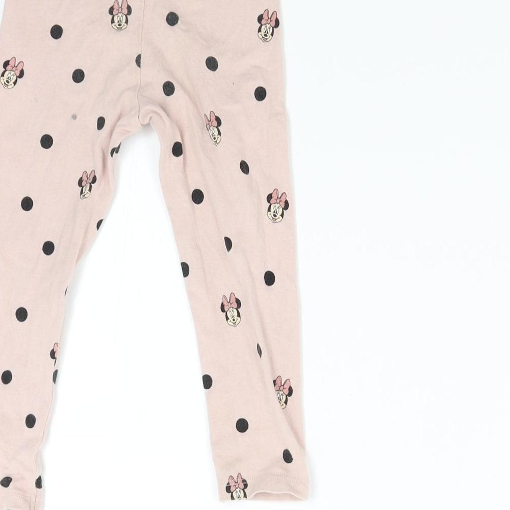H&M Baby Pink Polka Dot  Sweatpants Leggings Size 12-18 Months  - Disney Minnie Mouse