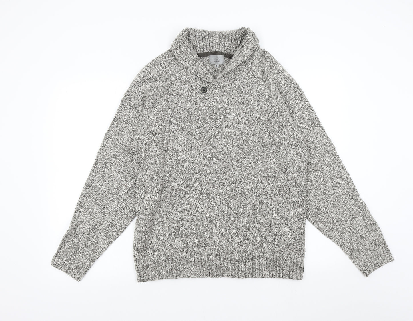 M&S Mens Grey  Knit Pullover Jumper Size M