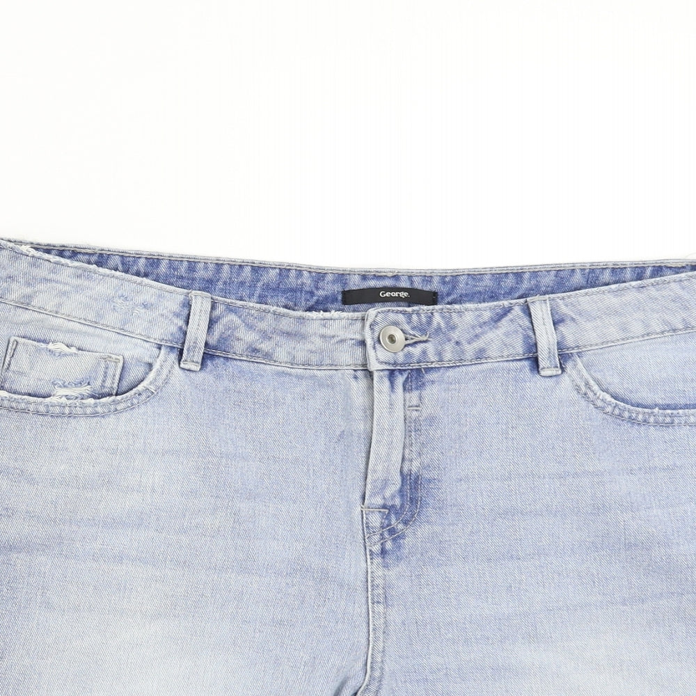 George Womens Blue  Damask Bermuda Shorts Size 14