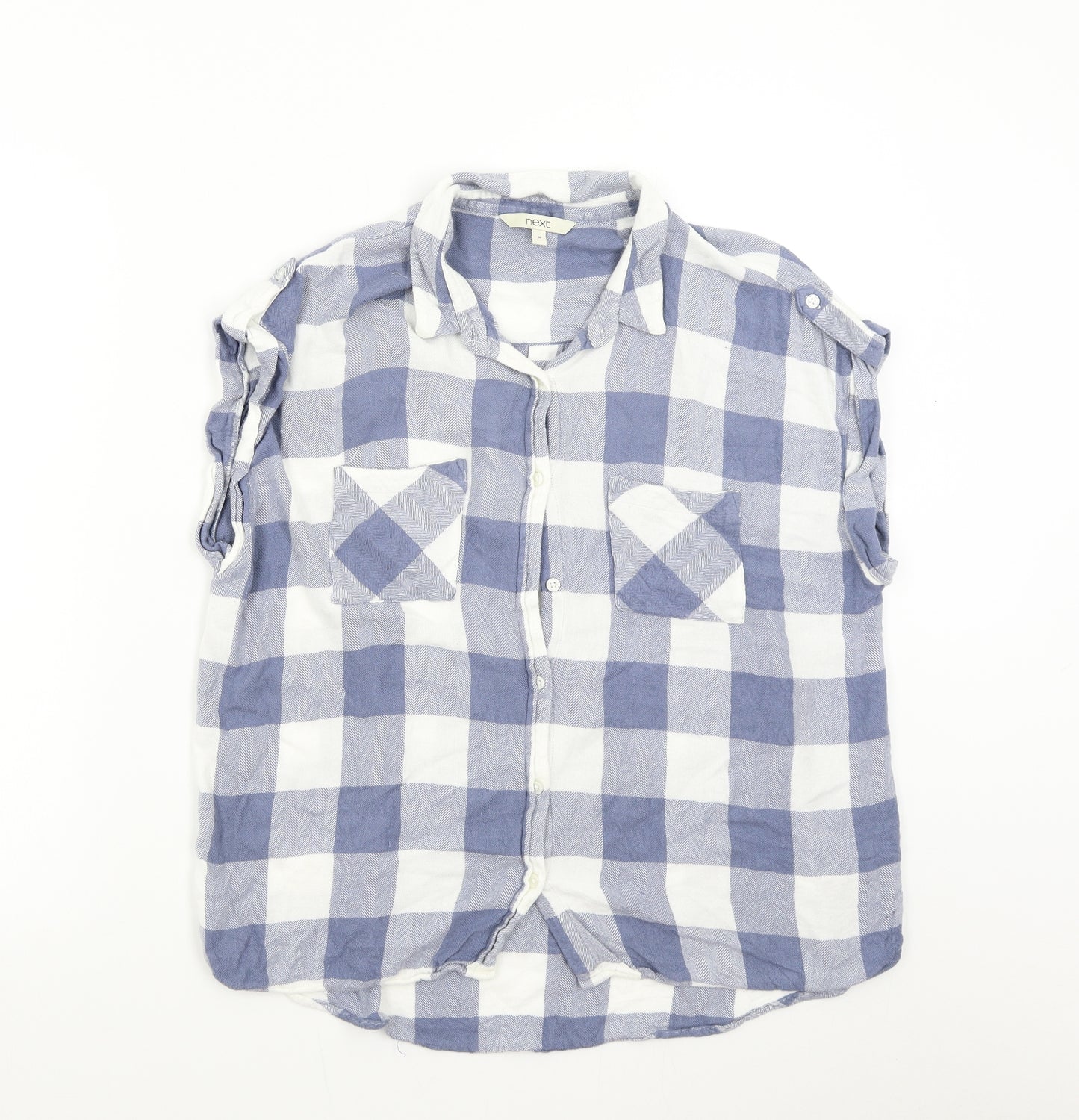 NEXT Womens Blue Check  Basic Button-Up Size 16