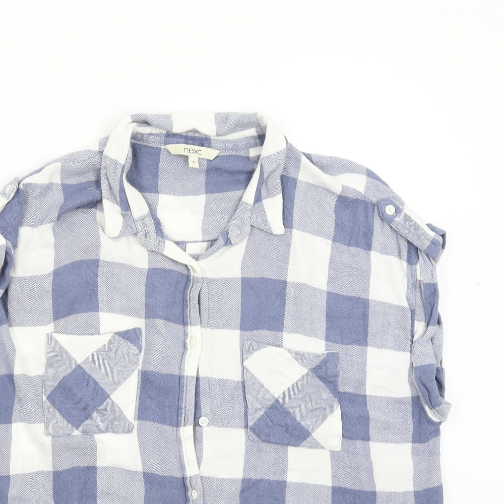 NEXT Womens Blue Check  Basic Button-Up Size 16