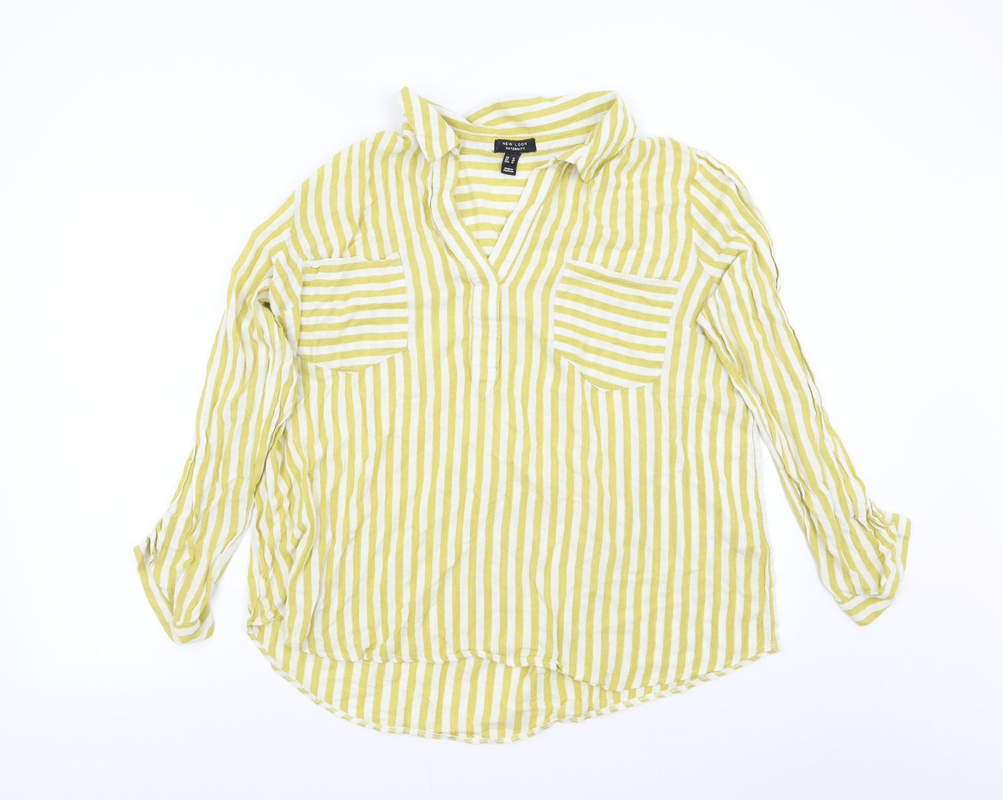 New Look Womens Yellow Striped  Basic Blouse Size 16