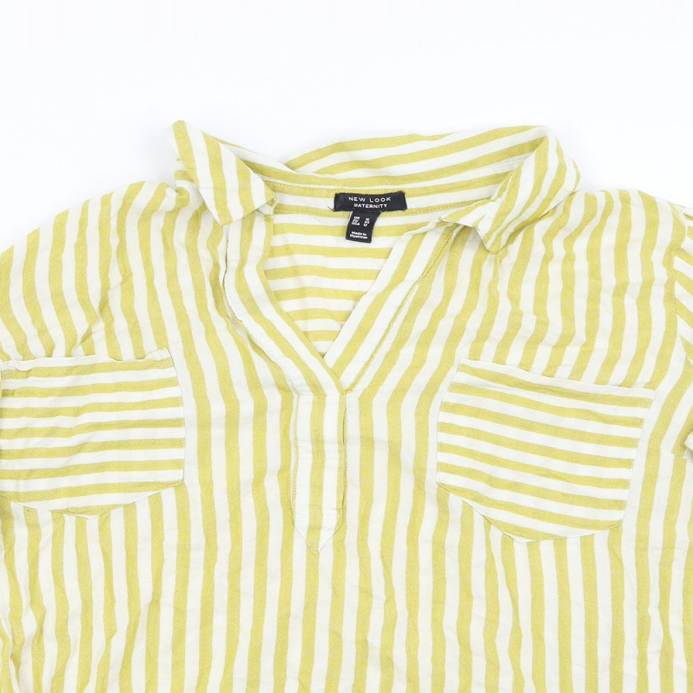 New Look Womens Yellow Striped  Basic Blouse Size 16