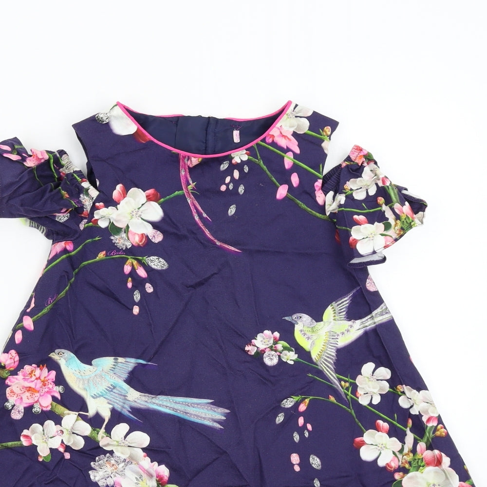 Ted Baker Girls Blue Floral  A-Line  Size 8 Years
