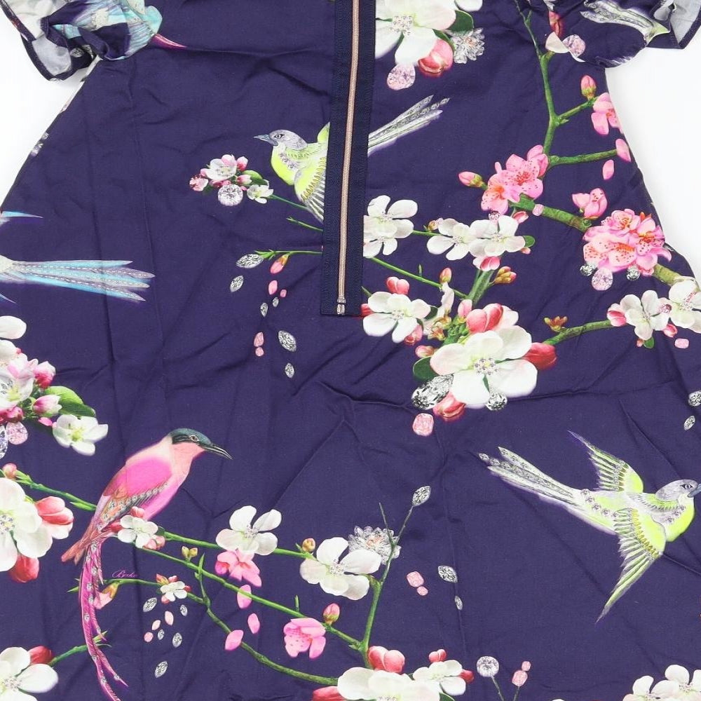 Ted Baker Girls Blue Floral  A-Line  Size 8 Years