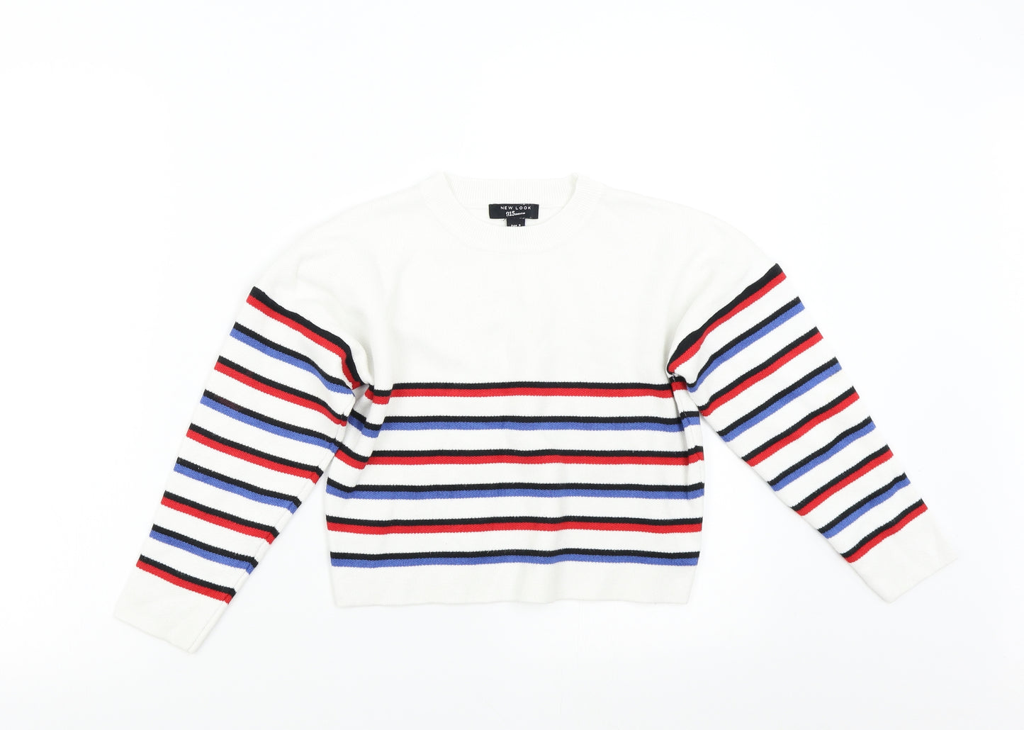 New Look 915 Girls White Striped  Pullover Jumper Size 9 Years