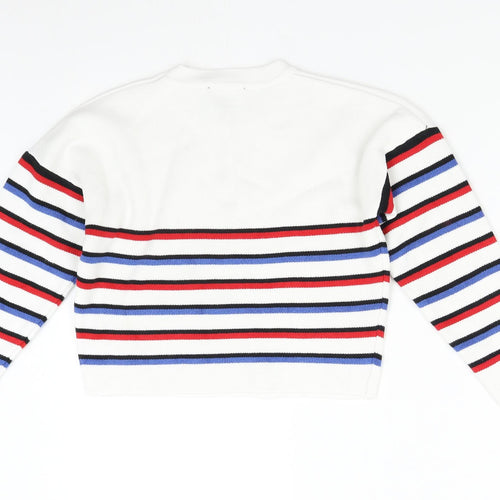 New Look 915 Girls White Striped  Pullover Jumper Size 9 Years