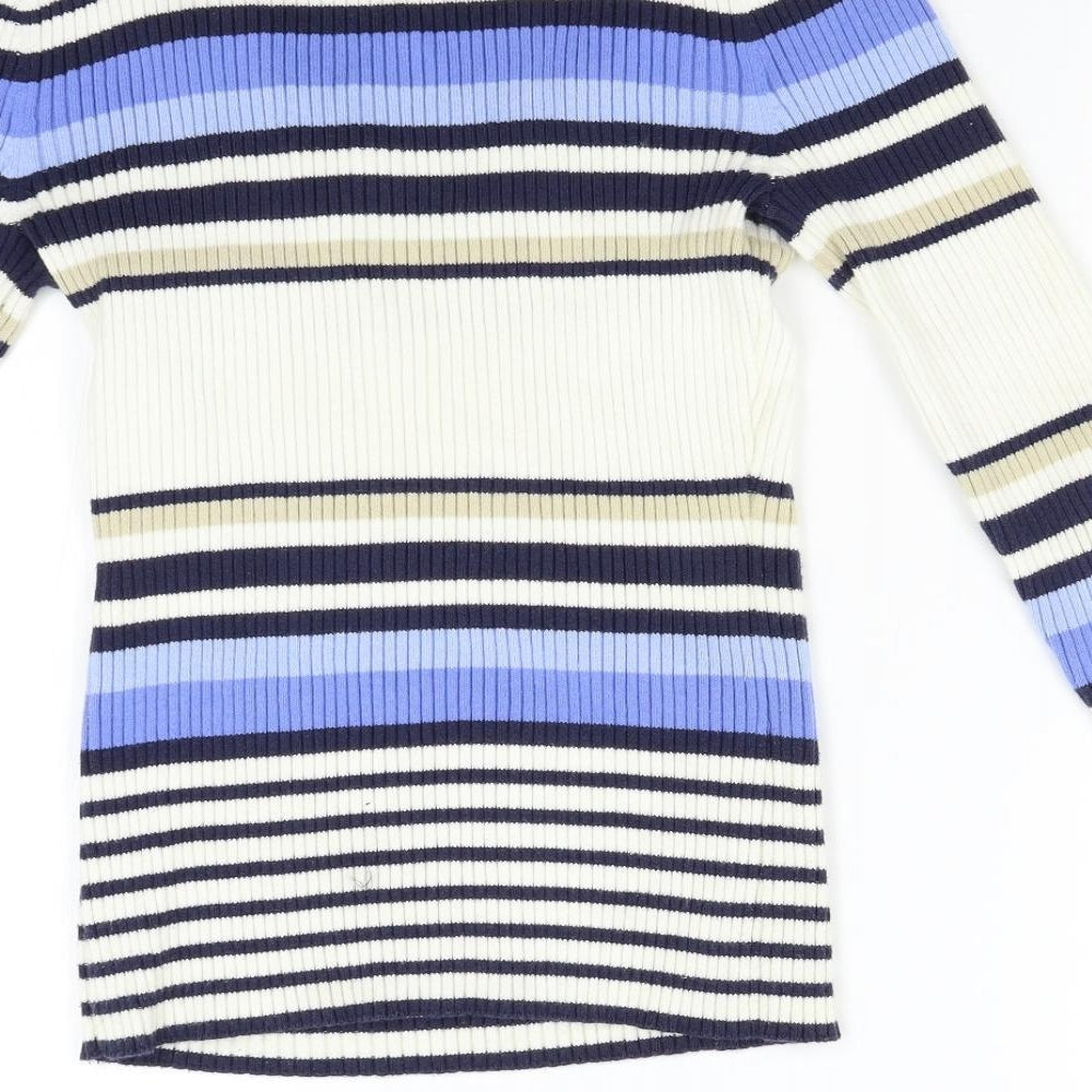 New York & Company Womens Multicoloured Striped Knit Pullover Jumper Size M