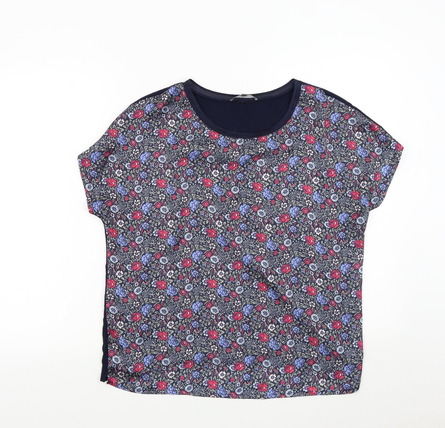 Laura Ashley Womens Blue Floral  Basic Blouse Size 14