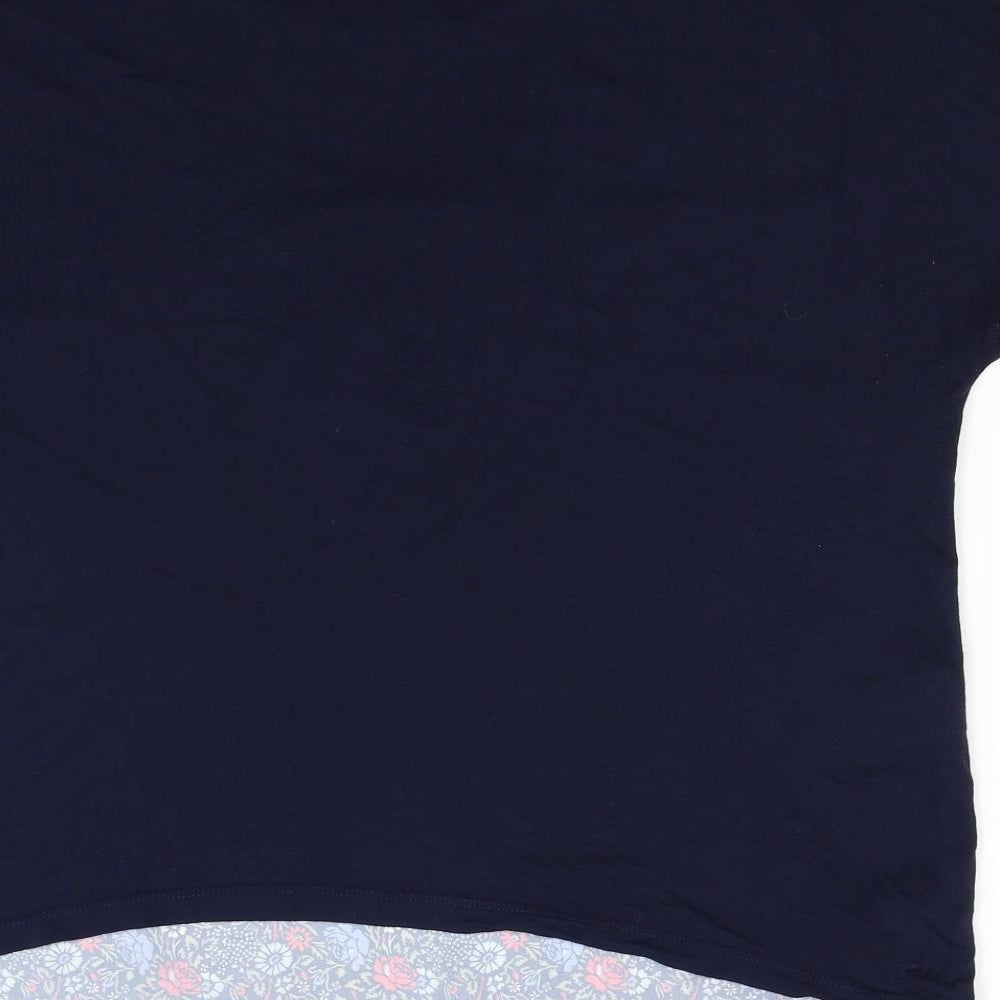 Laura Ashley Womens Blue Floral  Basic Blouse Size 14