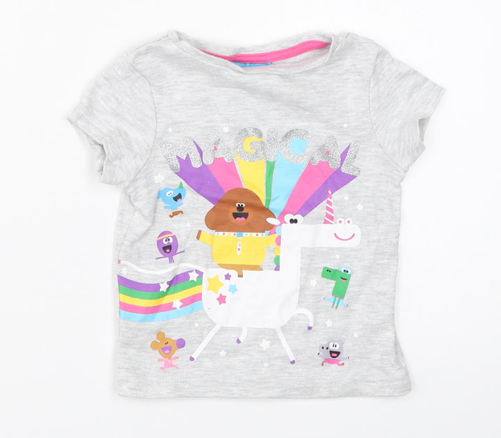 George Girls Grey   Basic T-Shirt Size 9-12 Months  - Hey duggee