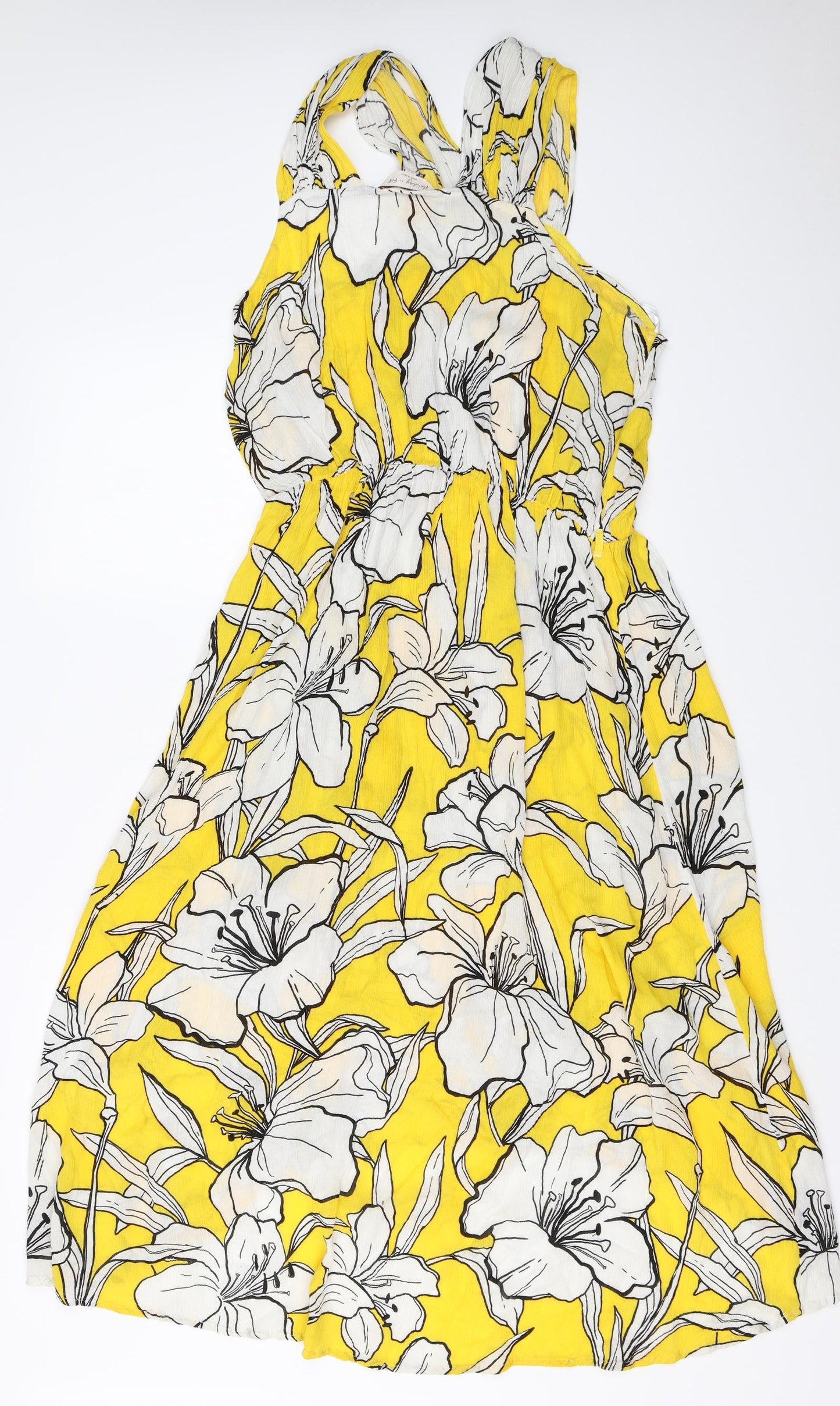 F&F Womens Yellow   Fit & Flare  Size 14