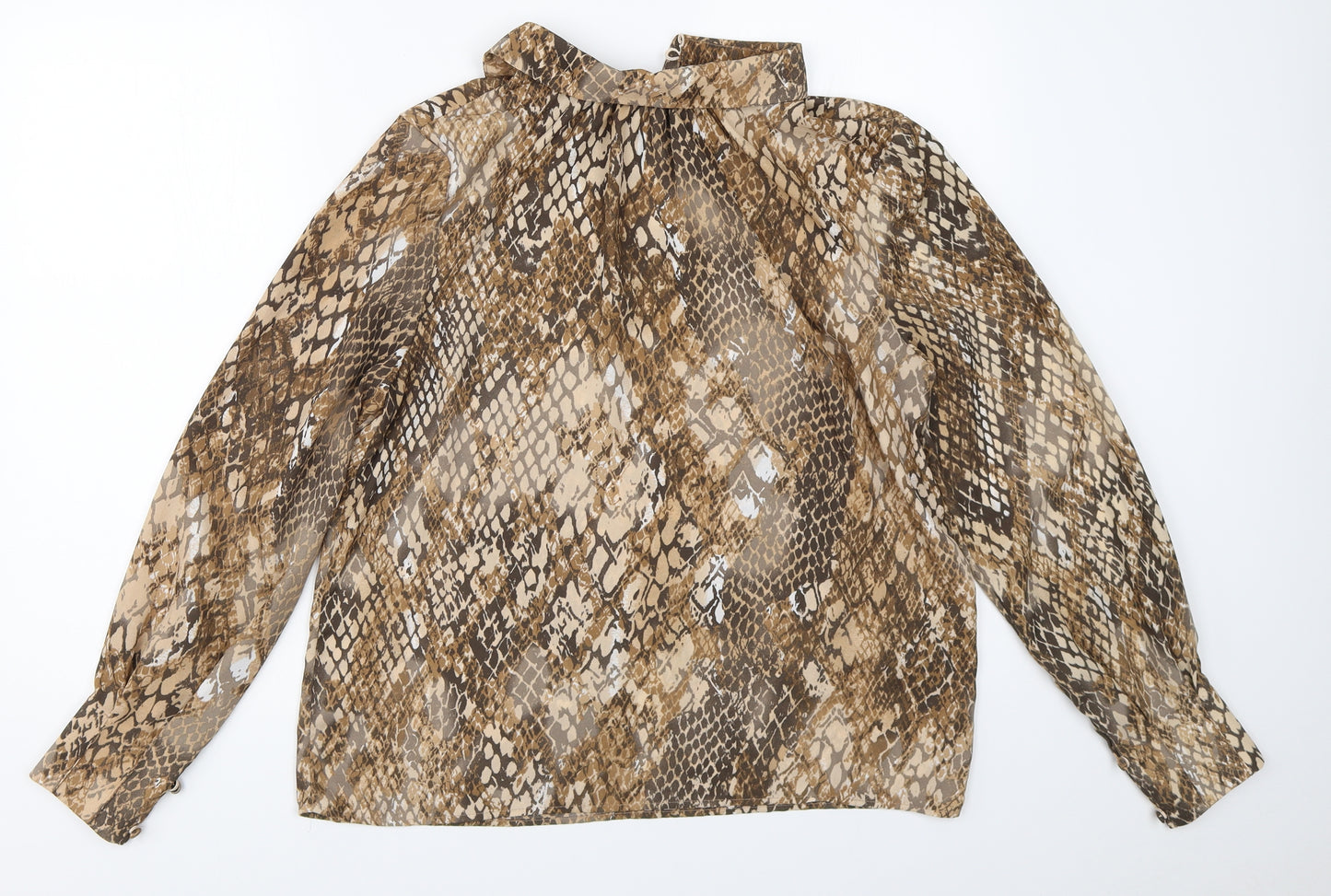 H&M Womens Brown Animal Print  Basic Blouse Size 12