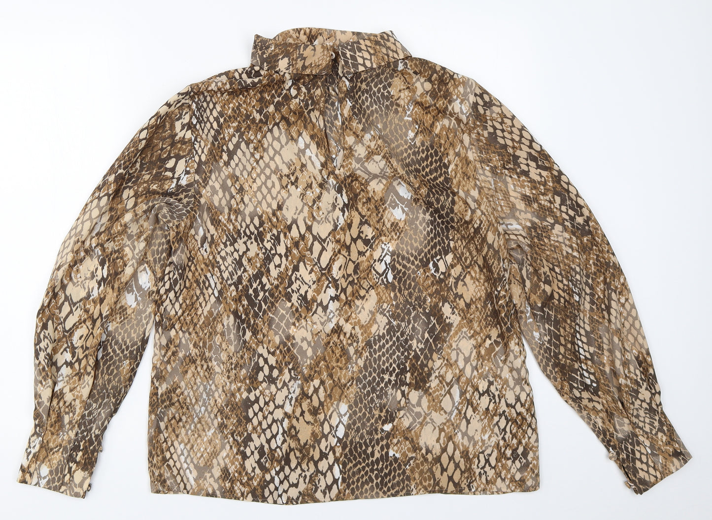 H&M Womens Brown Animal Print  Basic Blouse Size 12