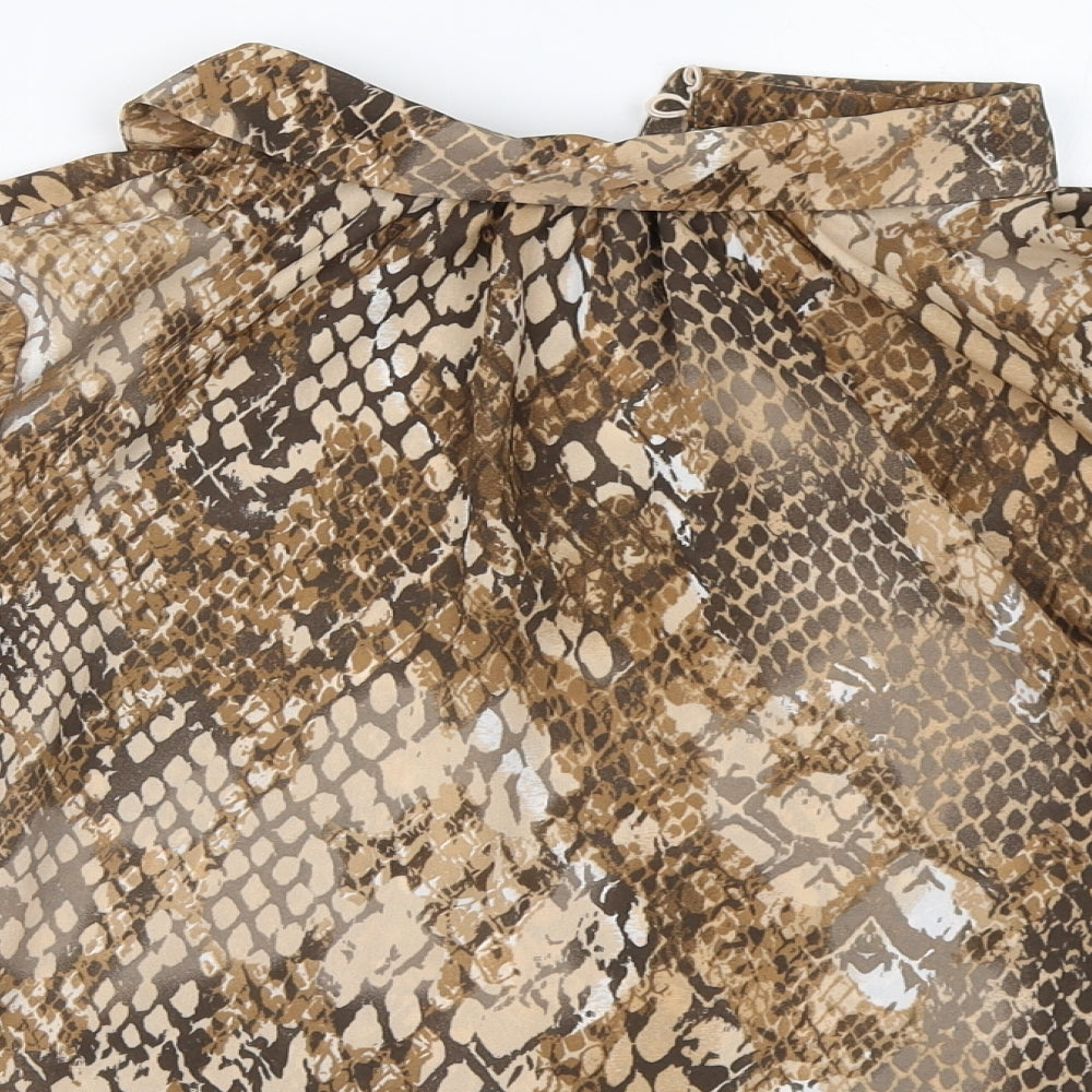 H&M Womens Brown Animal Print  Basic Blouse Size 12