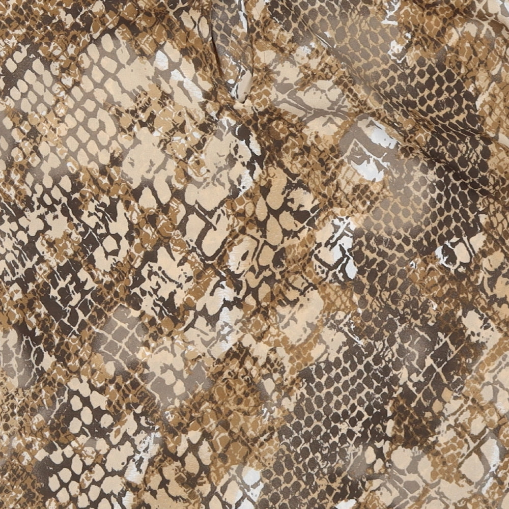 H&M Womens Brown Animal Print  Basic Blouse Size 12