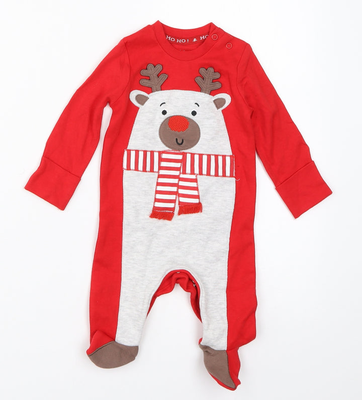 F&F Boys Red   Babygrow One-Piece Size 0-3 Months  - christmas