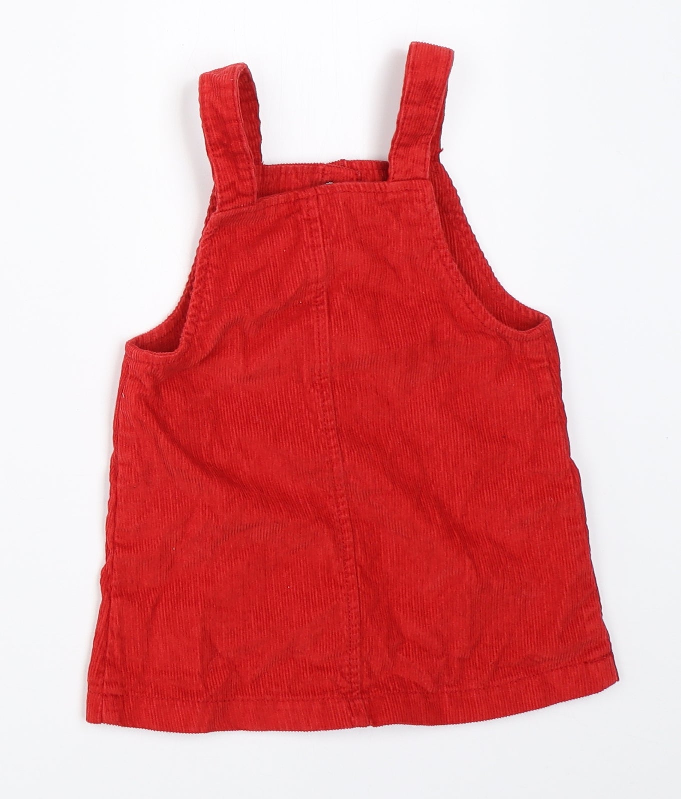 F&F Girls Red  Corduroy Pinafore/Dungaree Dress  Size 12-18 Months