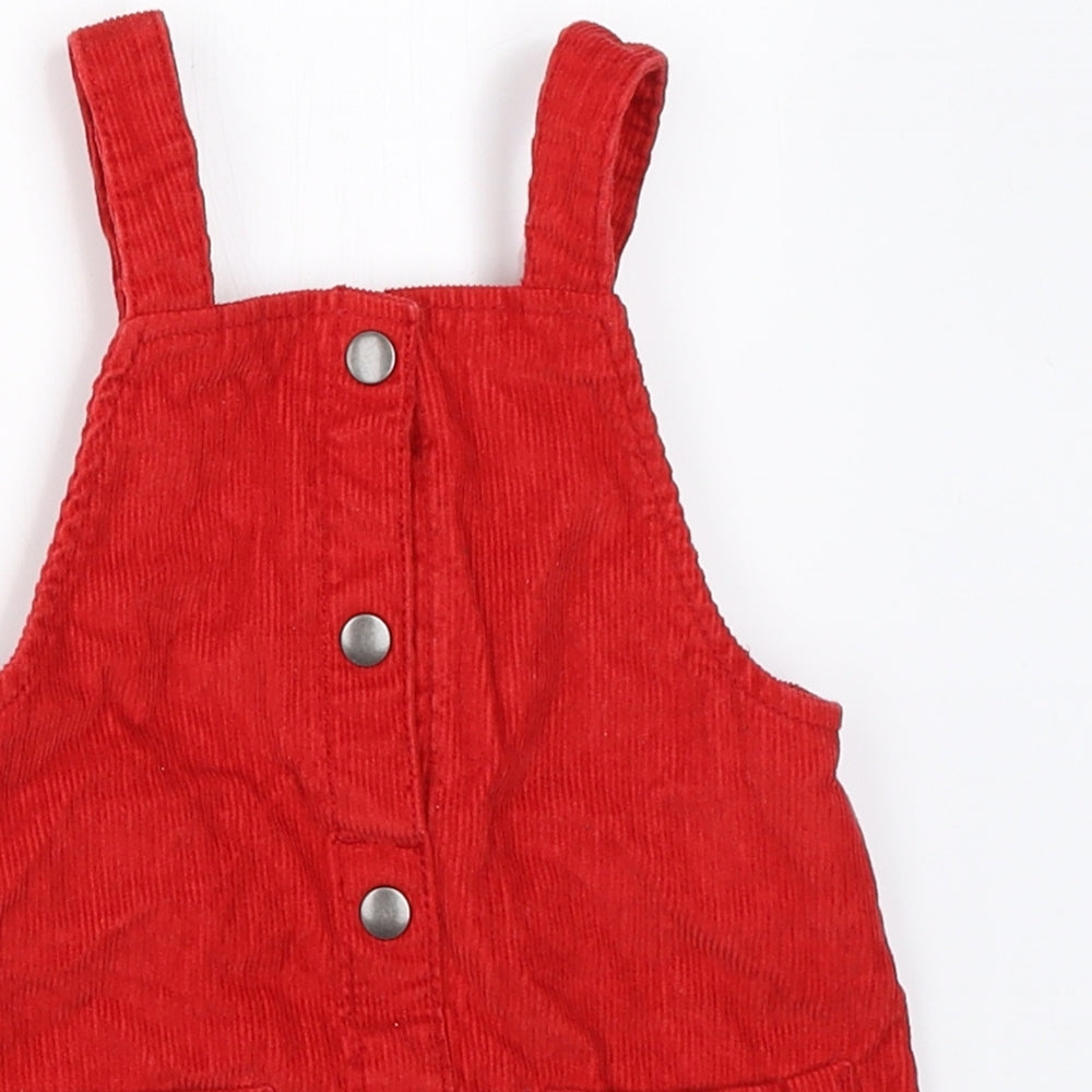 F&F Girls Red  Corduroy Pinafore/Dungaree Dress  Size 12-18 Months